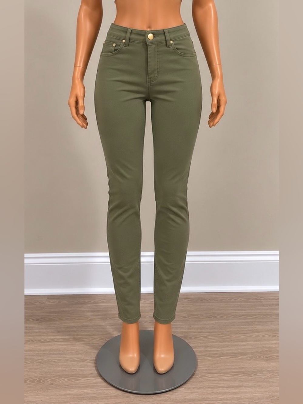Refuge Charlotte Russe Khaki High Rise Skinny Stretch Pants Size 0 Super Soft